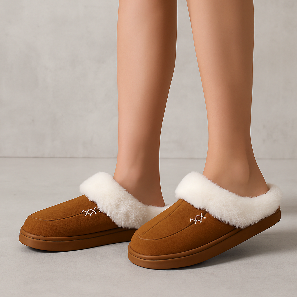 HOLMES – Dam & Herr – Varma Fluffiga Innetofflor Vinter Tofflor med Halkfri Sula
