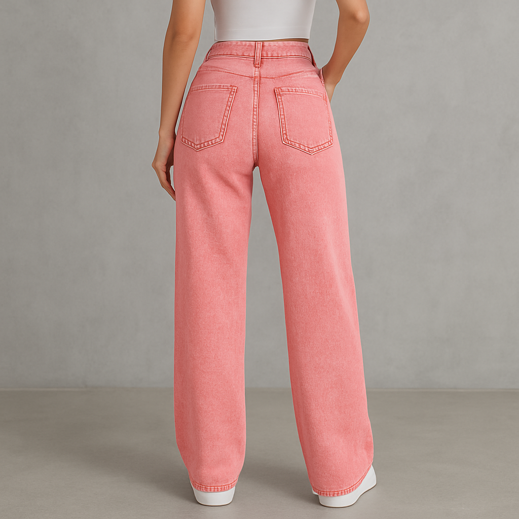HOLMES - Dam High Waist Jeans Rosa – Vida, Trendiga & Bekväma