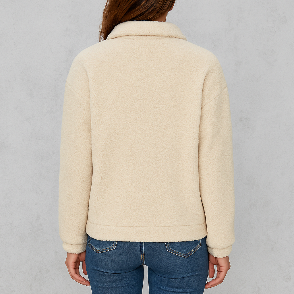 HOLMES – Fleece tröja dam & herr – varm halvzip sweatshirt med dragkedja & lång ärm