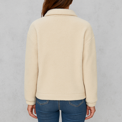 HOLMES – Fleece tröja dam & herr – varm halvzip sweatshirt med dragkedja & lång ärm