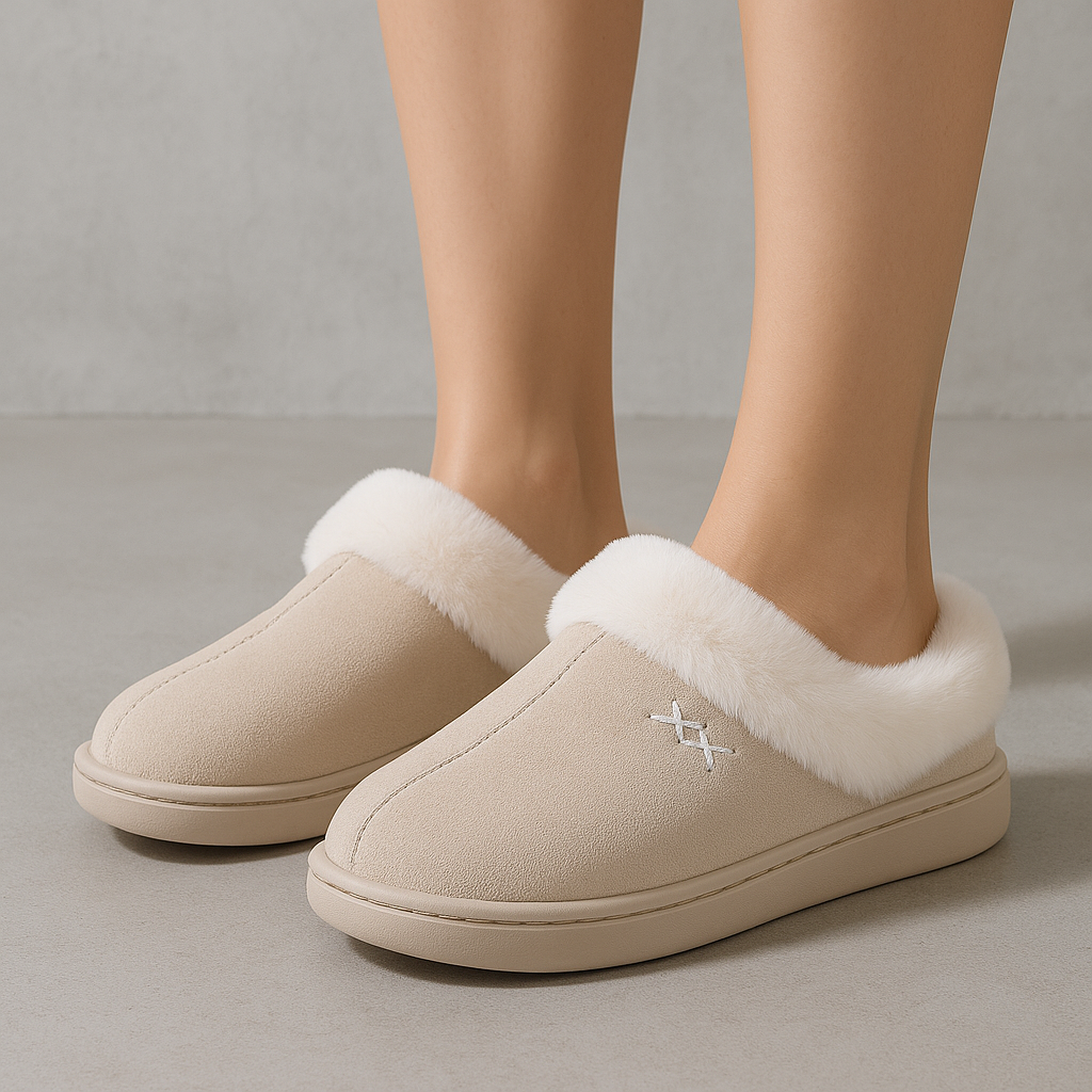 HOLMES – Dam & Herr – Varma Fluffiga Innetofflor Vinter Tofflor med Halkfri Sula