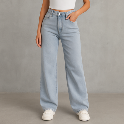 HOLMES - Dam High Waist Jeans Rosa – Vida, Trendiga & Bekväma