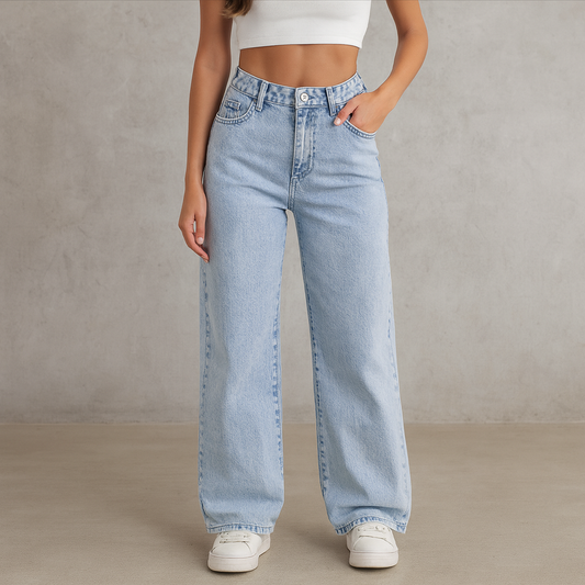 HOLMES - Dam High Waist Jeans Rosa – Vida, Trendiga & Bekväma